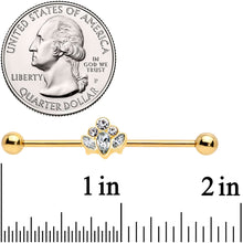 14G Clear Gem Gold Tone Anodized Cluster Industrial Barbell 38mm