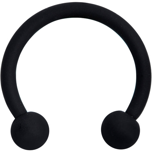 16G 3/8 Beauteous Black Matte Horseshoe Circular Barbell