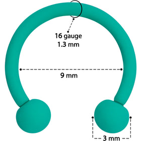 16G 3/8 Totally Teal Matte Horseshoe Circular Barbell