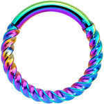 14G 3/8 Rainbow Twisted Elegance Cartilage Septum Clicker