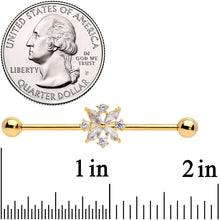 14G Clear CZ Gem Gold Tone Star Burst Industrial Barbell 38mm