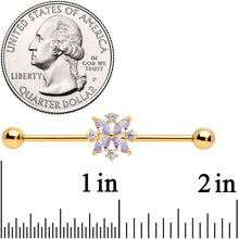14G Purple CZ Gem Gold Tone Star Burst Industrial Barbell 38mm
