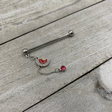 14G Clear Pink Gem Watermelon Chain Dangle Industrial Barbell 38mm