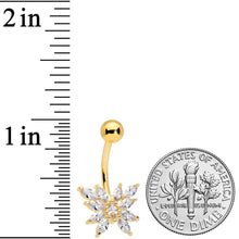 Clear CZ Gem Gold Tone Plated Stylized Butterfly Belly Ring