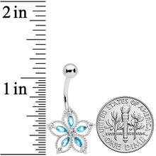 Aqua Clear CZ Gem Airy Flower Belly Ring