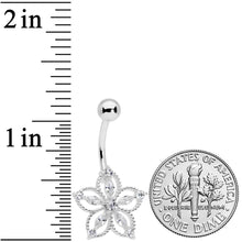 Clear CZ Gem Airy Flower Belly Ring