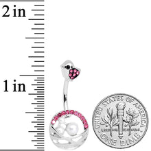 Pink Gem Chick Basket of Eggs Belly Ring