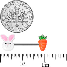 14G 9/16 Carrot Easter Bunny Barbell Nipple Ring Set