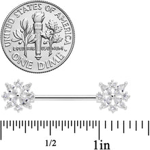 14G 5/8 Clear CZ Gem Star Burst Barbell Nipple Ring Set