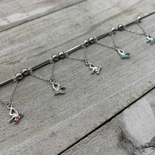 14G 5/8 Clear Gem Butterfly Dangle Nipple Ring Set