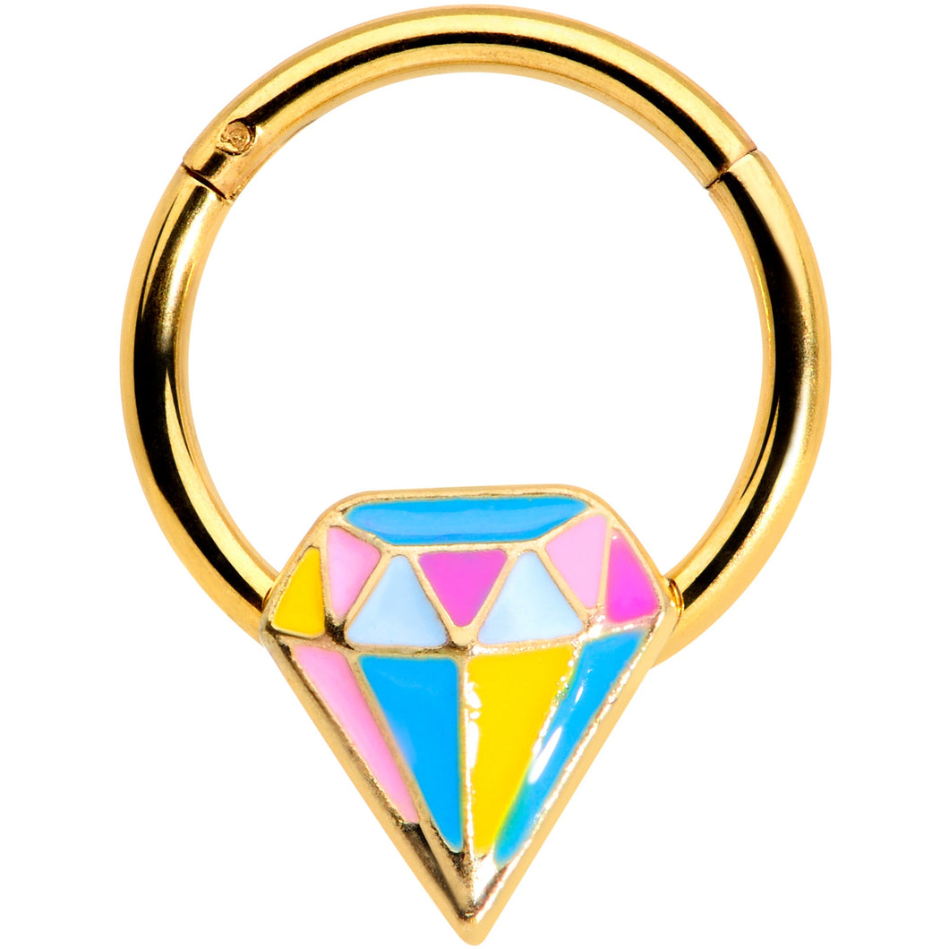 16G 3/8 Gold Tone Geologist Prize Hinged Segment Ring