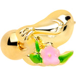 16G 1/4 Gold Tone Bird Pink Flower Cartilage Tragus