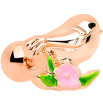 16G 1/4 Rose Gold Tone Bird Pink Flower Cartilage Tragus
