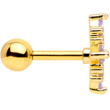 16G 1/4 Clear Purple CZ Gem Gold Tone Star Burst Cartilage Tragus