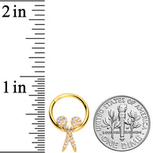 16G 3/8 Clear CZ Gem Gold Tone Scissors Hinged Segment Ring
