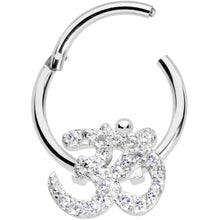16G 3/8 Clear CZ Gem Amazing Om Hinged Segment Ring