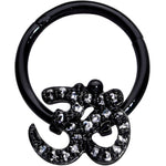 16G 3/8 Clear CZ Gem Black Amazing Om Hinged Segment Ring