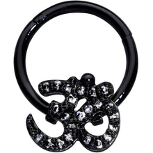 16G 3/8 Clear CZ Gem Black Amazing Om Hinged Segment Ring