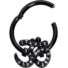 16G 3/8 Clear CZ Gem Black Amazing Om Hinged Segment Ring