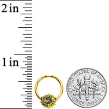16G 3/8 Gold Tone Sunflower Butterfly Hinged Segment Ring