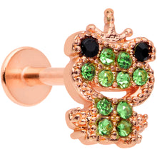 16G 5/16 Green Gem Rose Gold Tone Royal Frog Labret Monroe Tragus
