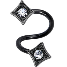 Clear Gem Black Sandblasted Spiral Circle Belly Ring Set of 3