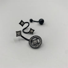 Clear Gem Black Sandblasted Spiral Circle Belly Ring Set of 3