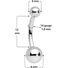 14G 3/8 Grade 23 Small Ball Titanium Belly Ring Curved Barbell