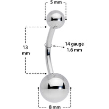 14G 1/2 Grade 23 Titanium Belly Ring Curved Barbell