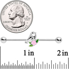 14G Bird Pink Flower Industrial Barbell 38mm