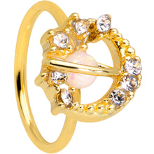 20G 5/16 Clear Gem Gold Tone Saturn Moon Nose Hoop