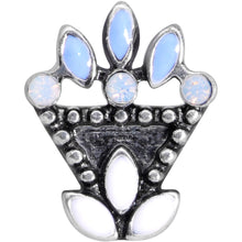16G 1/4 White Blue Faux Opal Ornate Labret Monroe Tragus
