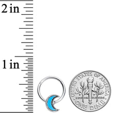 16G 3/8 Faux Turquoise Crescent Moon Hinged Segment Ring