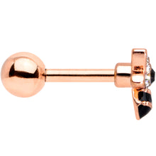 16G 1/4 Clear Black Gem Rose Gold Tone Bee Cartilage Tragus