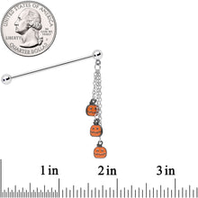 14G Halloween Pumpkin Chain Dangle Industrial Barbell 38mm