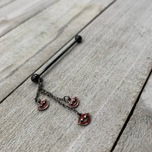 14G Black Vampire Fangs Halloween Dangle Industrial Barbell 38mm