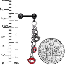 16G 1/4 Clear Gem Black Halloween Vampire Fangs Dangle Cartilage