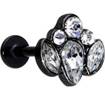 16G 5/16 Clear Gem Black Cluster Labret Monroe Tragus