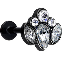 16G 5/16 Clear Gem Black Cluster Labret Monroe Tragus