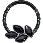 16G 3/8 Black Gem Black Oval Quartet Twisted Cartilage Clicker