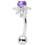 Clear Purple Gem Spray Belly Ring