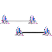 14G 5/8 Pink White Geology Barbell Nipple Ring Set