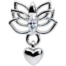 16G 5/16 Clear Gem Lotus Heart Dangle Labret Monroe Tragus