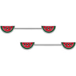 14G 5/8 Red Green Tasty Watermelon Barbell Nipple Ring Set