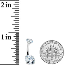 Clear CZ Gem Round Duo Internally Threaded Belly Ring