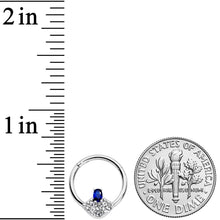16G 3/8 Blue Clear Gem Art Deco Fan Hinged Segment Ring