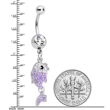 Clear Purple Gem Sweet Fish Dangle Belly Ring