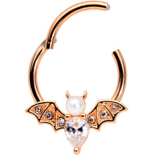 16G 3/8 Clear Gem Rose Gold Tone Bat Halloween Segment Ring