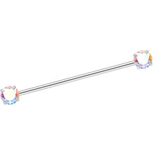 14G Aurora CZ Gem Threadless Industrial Barbell 38mm