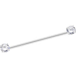 14G Clear CZ Gem Threadless Industrial Barbell 38mm
